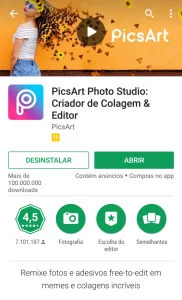 Aplicativo PicsArt Aplicativo PicsArt